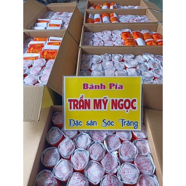 Bánh pía gói giấy hương vị xưa Trần Mỹ Ngọc nhân đậu xanh sầu riêng trứng muối 250gr/cây 4cái