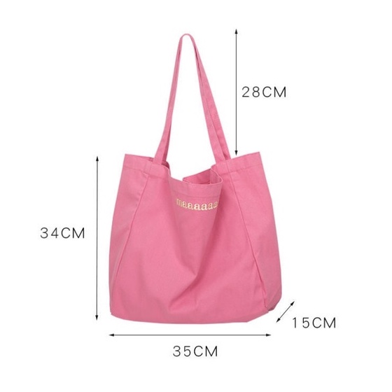 Túi Xách Canvas Màu Trơn Thêu Chữ Phong Cách Thời Trang Hàn Quốc