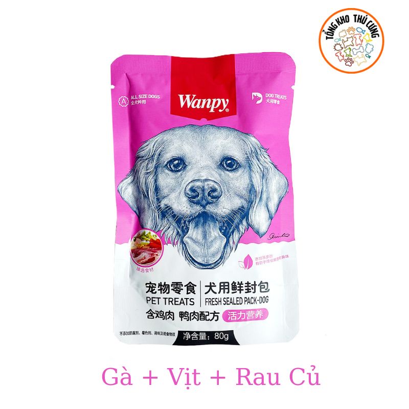Pate Chó Wanpy gói 80gr ,thức ăn cho chó dinh dưỡng thơm ngon dành cho cún cưng từ nhỏ lớn, tăng cân ,an toàn sức khỏe