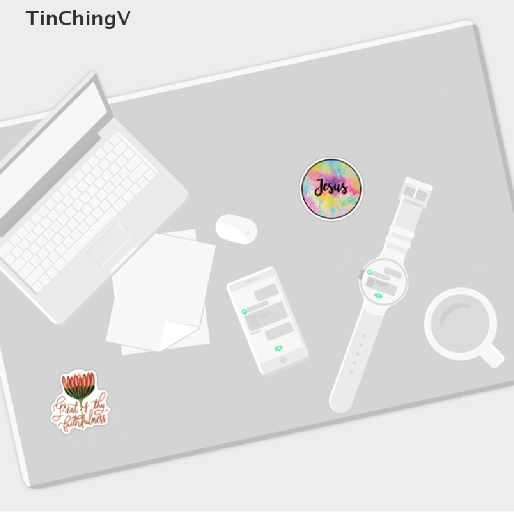Set 50 Sticker Dán Trang Trí Ván Trượt / Tủ Lạnh DIY Hình Chúa Jesus