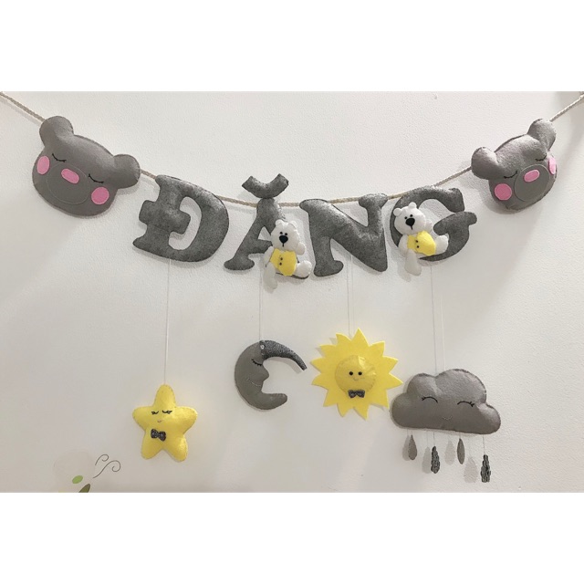 (VẢI NỈ) (ĐỒ CHƠI) Bảng tên trang trí phòng.