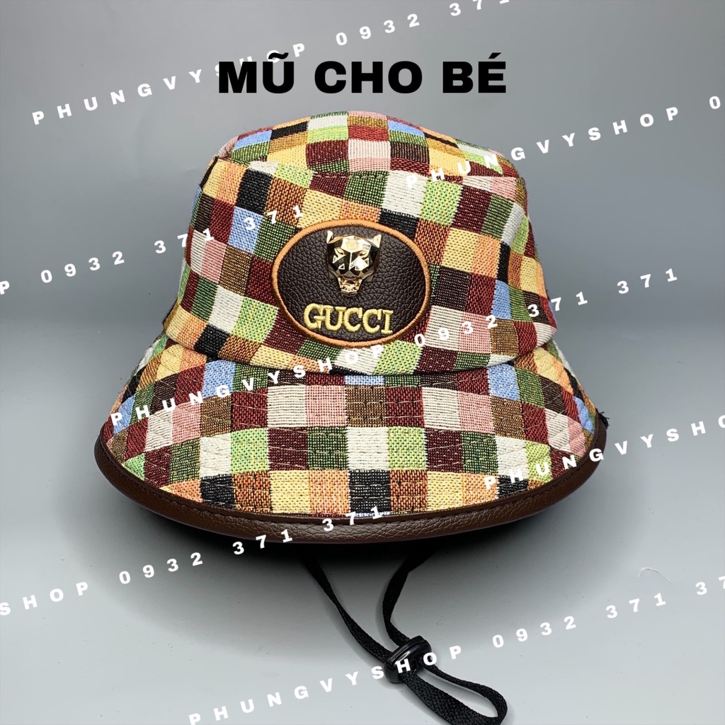 Bé 2.5-6 Tuổi/ Vòng đầu 52cm_ Mũ BO CARO MÀU LOGU- Nón Tai bèo