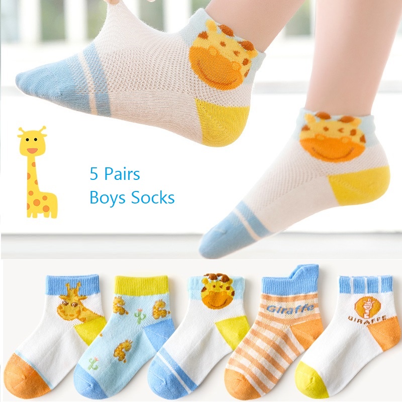 Set 5 Đôi Vớ Họa Tiết Hươu Cao Cổ Hoạt Hình Dành Cho Các Bé Từ 1-12 Tuổi