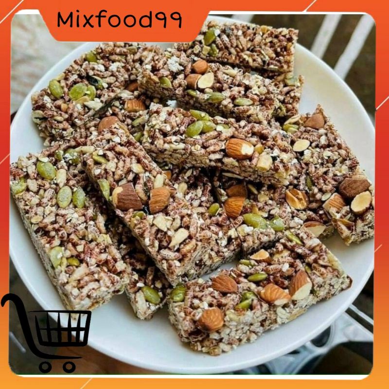 Thanh gạo lứt rong biển mix hạt dinh dưỡng, ăn kiêng, ăn vặt