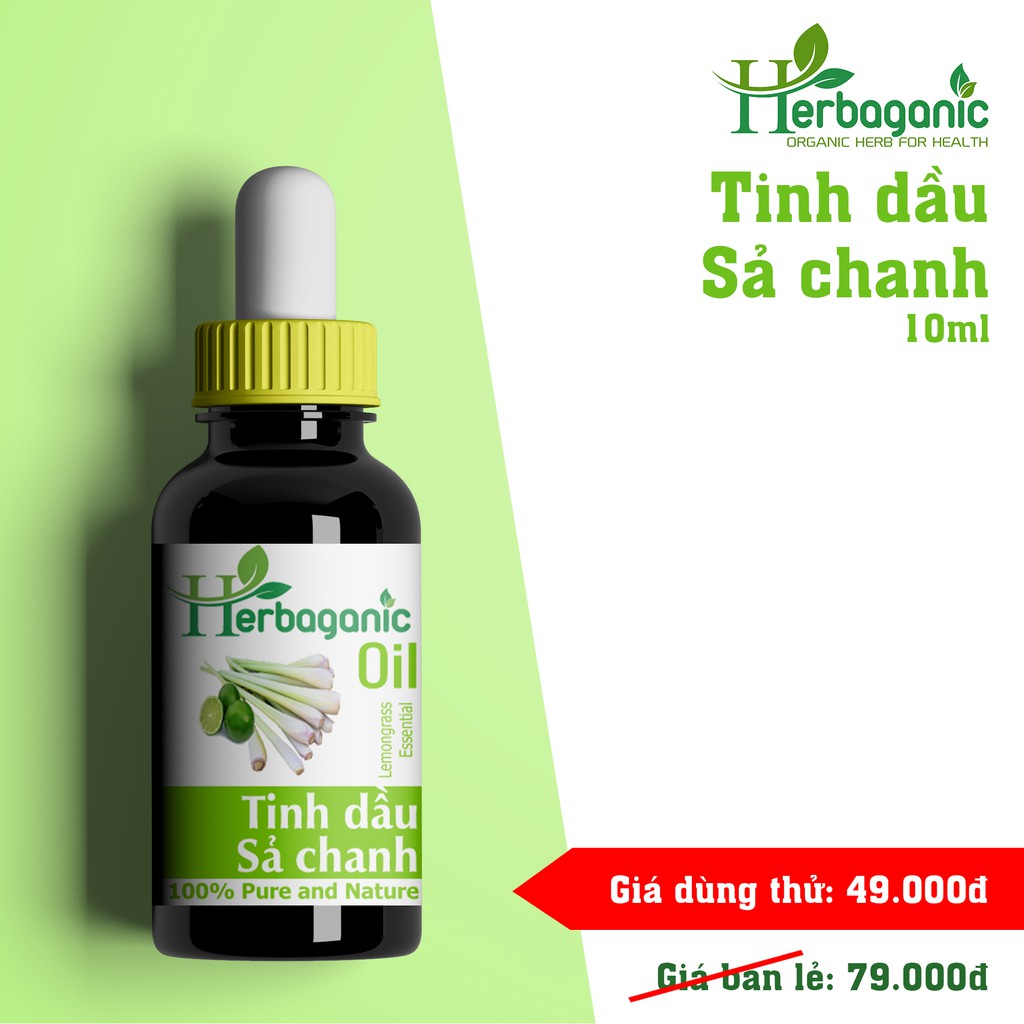 Tinh dầu Sả Chanh - Lemongrass Essential Oil, Herbaganic Oil - Tinh dầu thiên nhiên nguyên chất, nhập khẩu trực tiếp