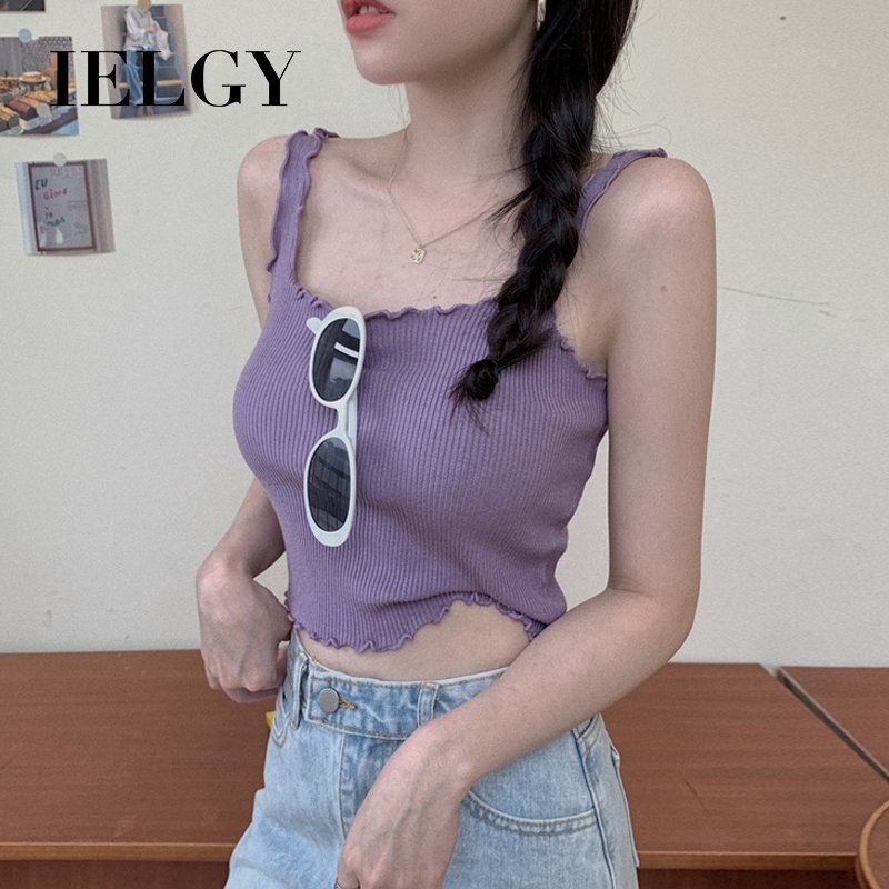 IELGY Áo dệt kim không tay phong cách Hàn Quốc dành cho nữ