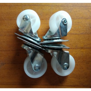 Bộ 4 bánh xe mini trắng xoay 4cm