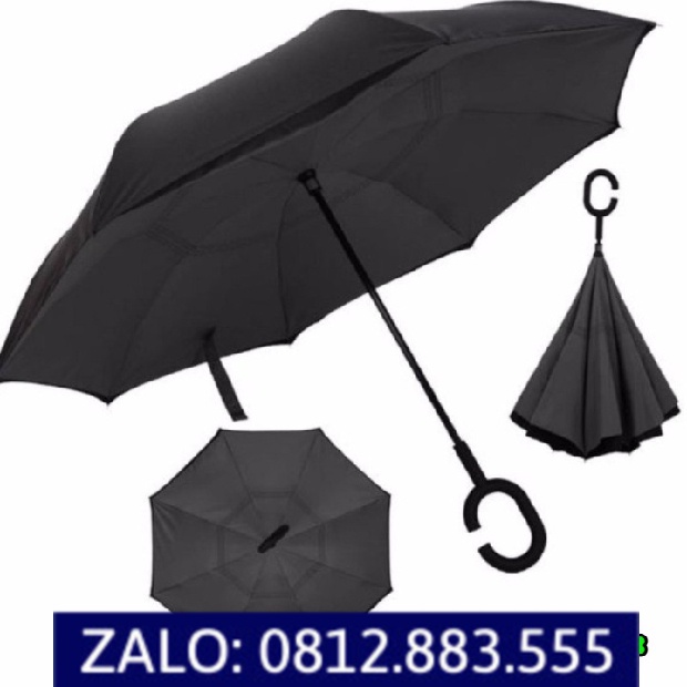 Ô dù mở ngược che mưa nắng nhiều màu tay cầm chữ C, đường kính 105 cm chính hãng