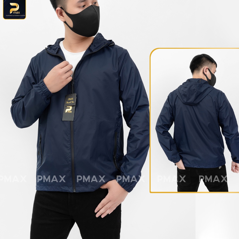 Áo gió chống nắng, bụi mịn nam nữ PMAX kiểu dáng unisex basic 1 lớp co dãn không thấm nước full hộp