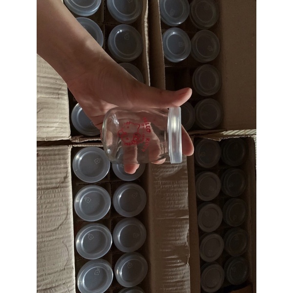 12 hũ, lọ thuỷ tinh đựng sữa chua nắp nhựa