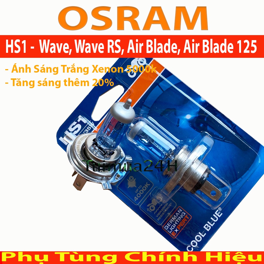 Bóng đèn HALOGEN OSRAM HS1 Vision, Air Blade 110/125, Wave, Sirius tăng sáng Xenon 5000k