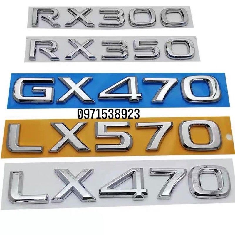 logo chữ nổi LEXUS GX470 RX300, RX350, LX570, LX470 dán thân xe