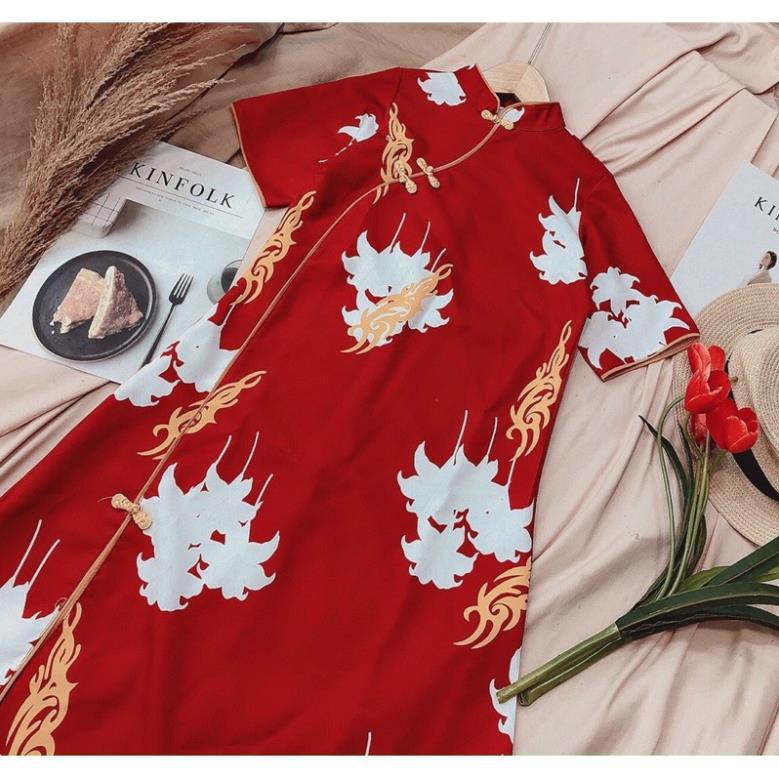 Đầm Body Cổ Tàu, Sườn Xám Trung Hoa Cách Tân Chất Lụa Hàng Quảng Châu Form Dáng Siêu Đẹp. | BigBuy360 - bigbuy360.vn