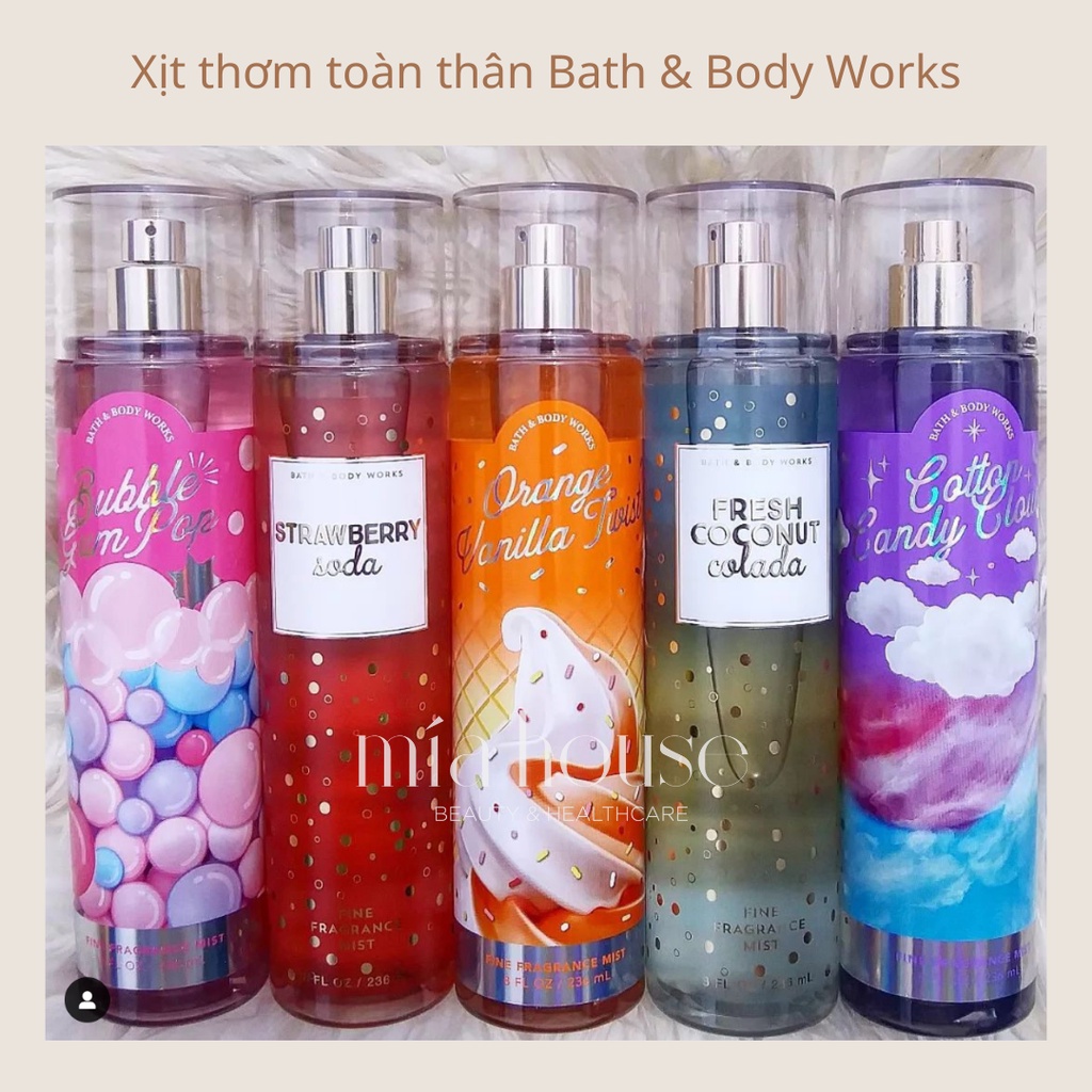 Xịt thơm toàn thân Bath &amp; Body Works BBW fullsize Mỹ