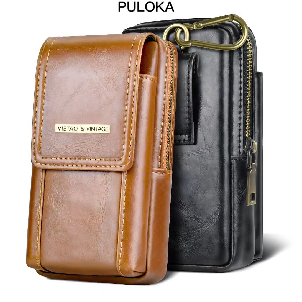 Túi da PU đựng điện thoại di động 7.2 inch có khóa kéo