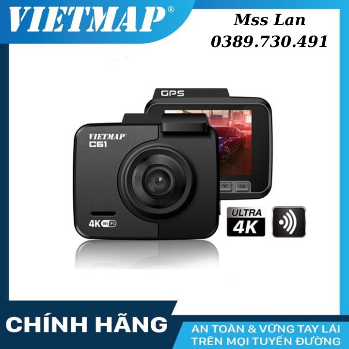 Camera Hành Trình Ô Tô Vietmap C61 Ghi Hình Ultra HD 4K Tích Hợp GPS - WiFi - Cảnh Báo Bằng Giọng Nói Tiếng Việt