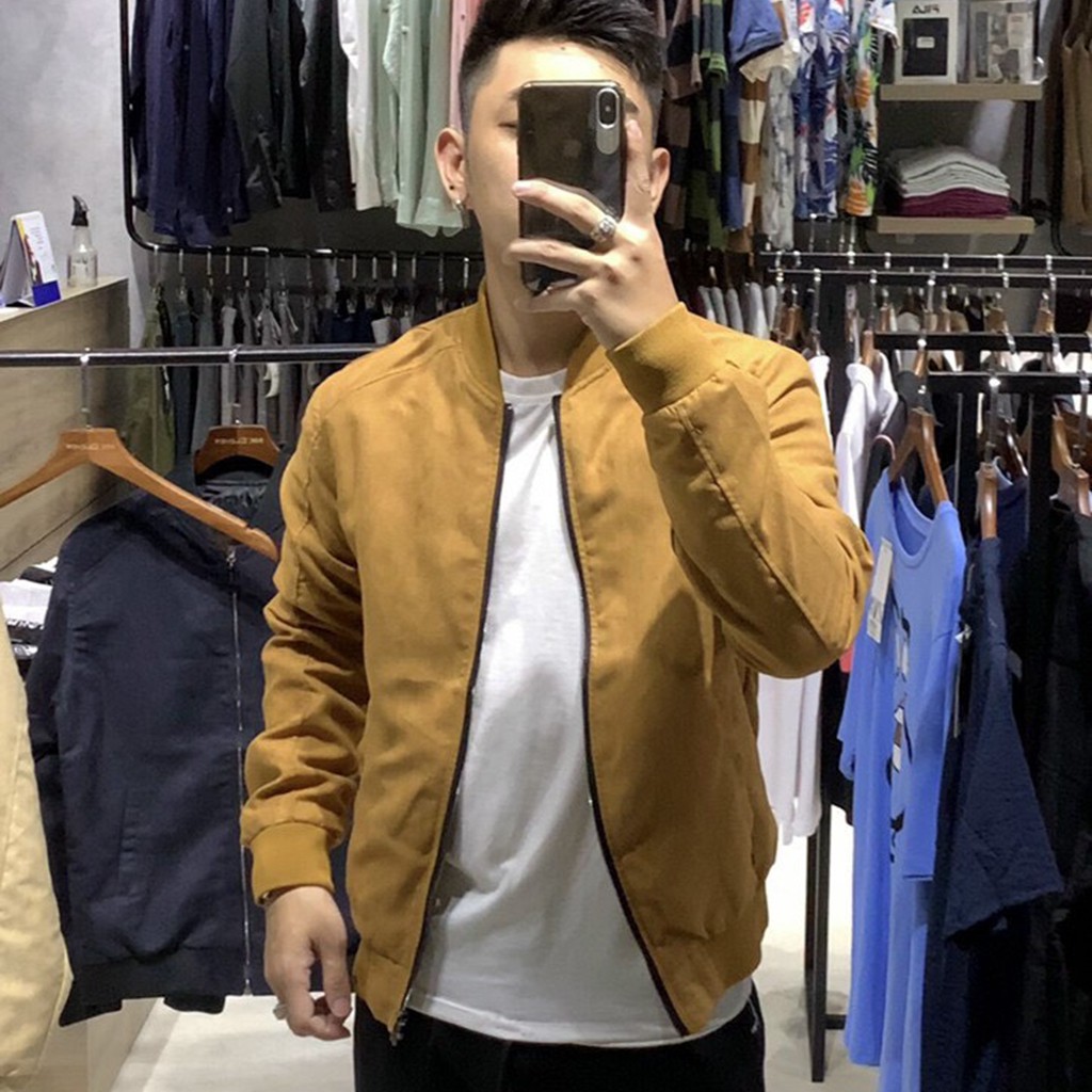 áo khoác nam - áo khoác nam da lộn cổ bomber - Kiểu dáng trẻ, chất liệu da lộn cực đẹp mềm mịn, lót lông mặc bao ấm áp | BigBuy360 - bigbuy360.vn