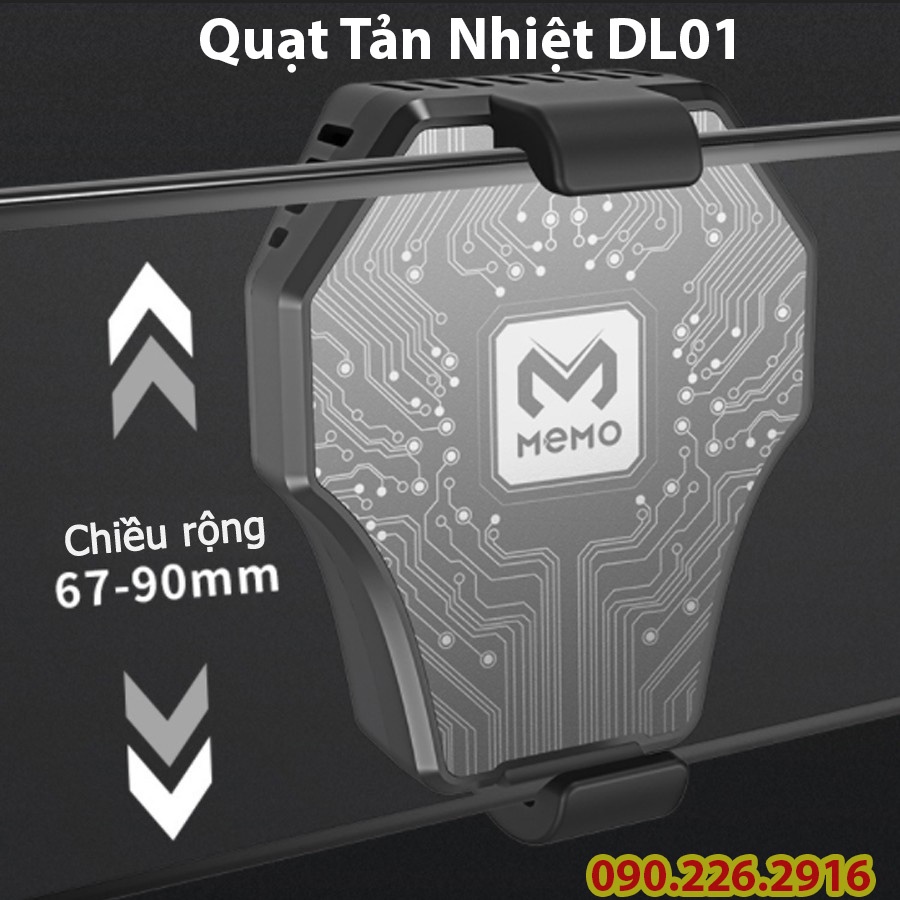 Quạt Tản Nhiệt Sò Lạnh Memo Dl01 Chơi Game Điện Thoại Giá Rẻ - Tặng Dây Sạc