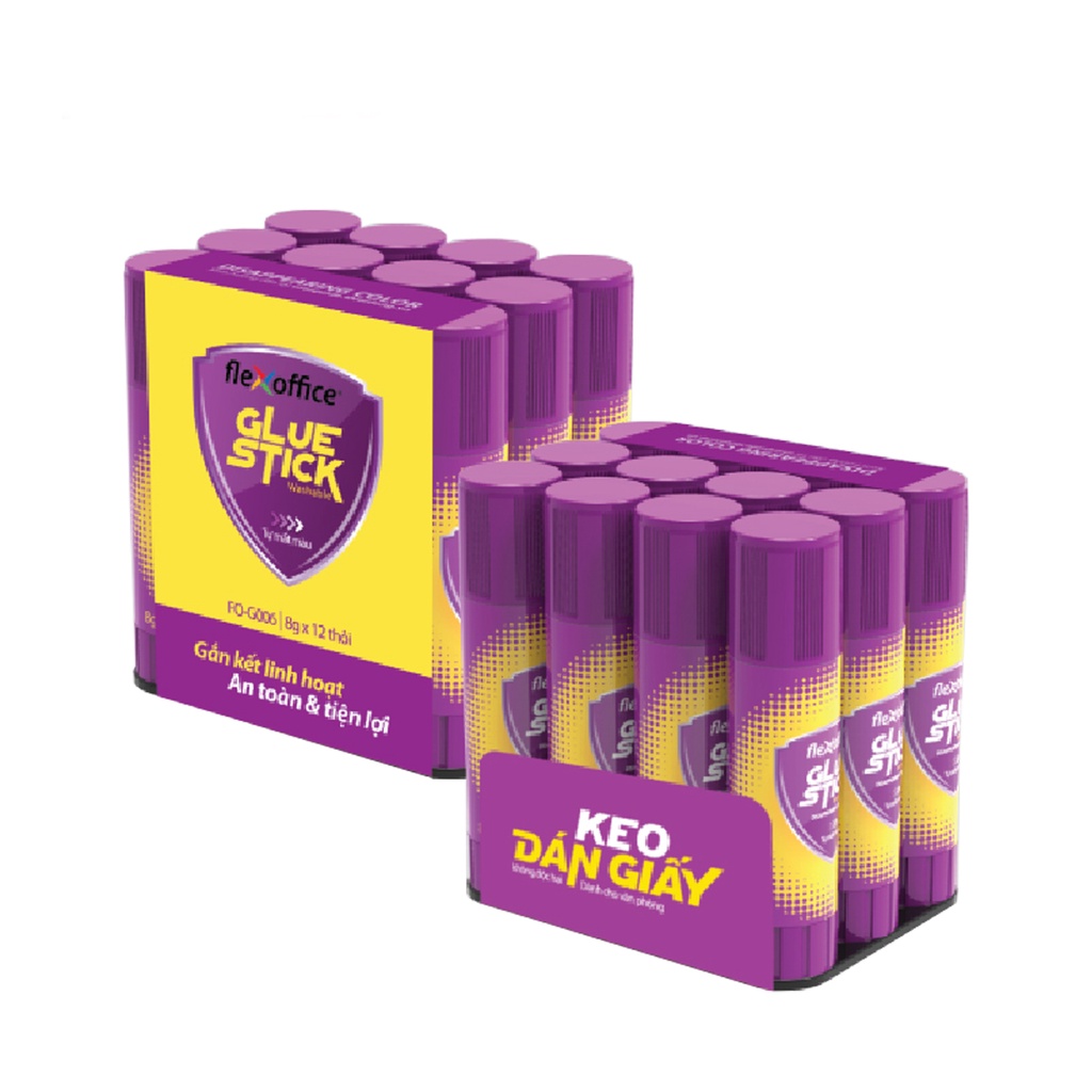 Keo khô Thiên Long FlexOffice tím đổi màu trong suốt FO-G006
