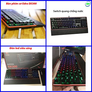 Bàn phím cơ Gaming E-DRA EK300 - Chống nước tuyệt đối - Có kê tay - Led 7 màu - Bảo hành 2 năm chính hãng