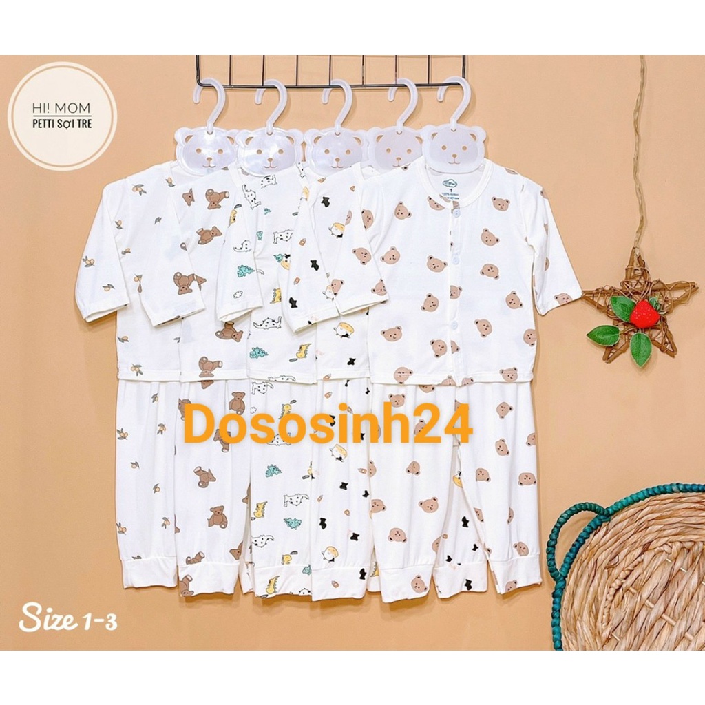Hi!Mom. Bộ dài cài thẳng sơ sinh petit mềm mại siêu xinh