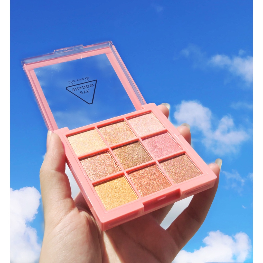 Bảng phấn trang điểm mắt ánh kim tuyến ngọc trai 9 ô màu chống nước