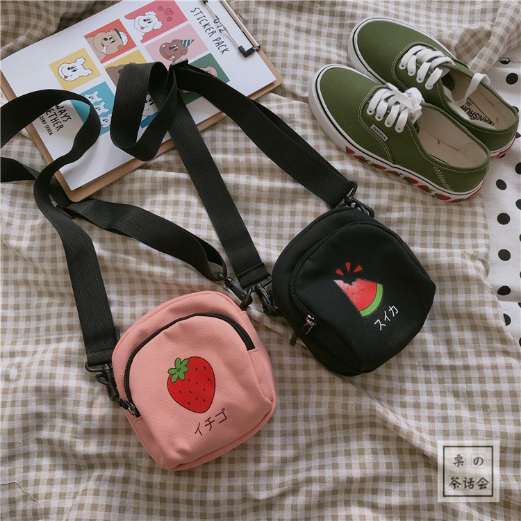 Túi đeo chéo mini fruit 4 màu sắc trái cây dâu bơ cute