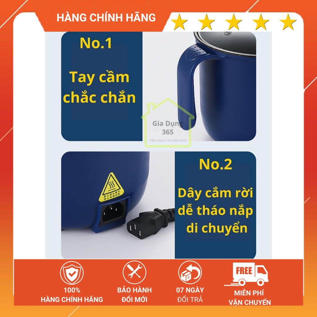 Nồi Lẩu Điện Mini Núm Xoay 2 NẤC NHIỆT Kèm Giá Hấp 1,8L, Ca Nấu Mì, Nấu Cơm Đa Năng 2 Tầng Cao Cấp