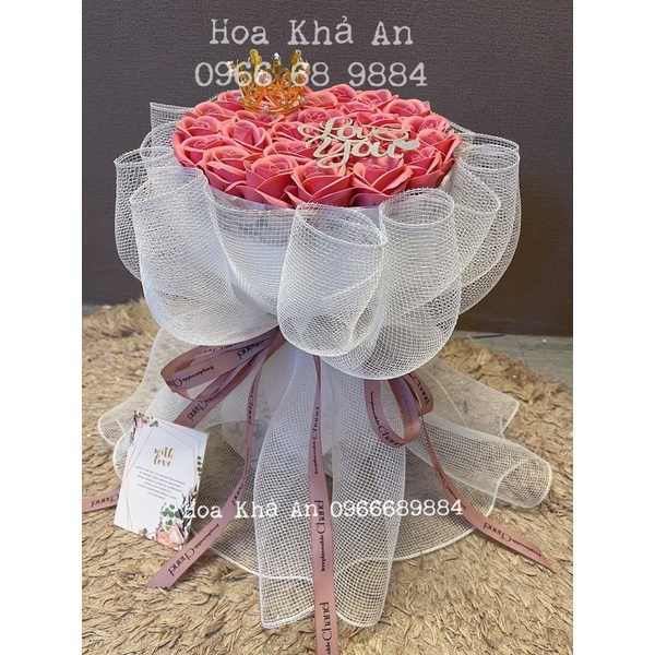 [Kèm túi,thiệp,chữ] Bó hoa sáp 30bông (hoa sáp 4 lớp cao cấp). Ship hoả tốc HN