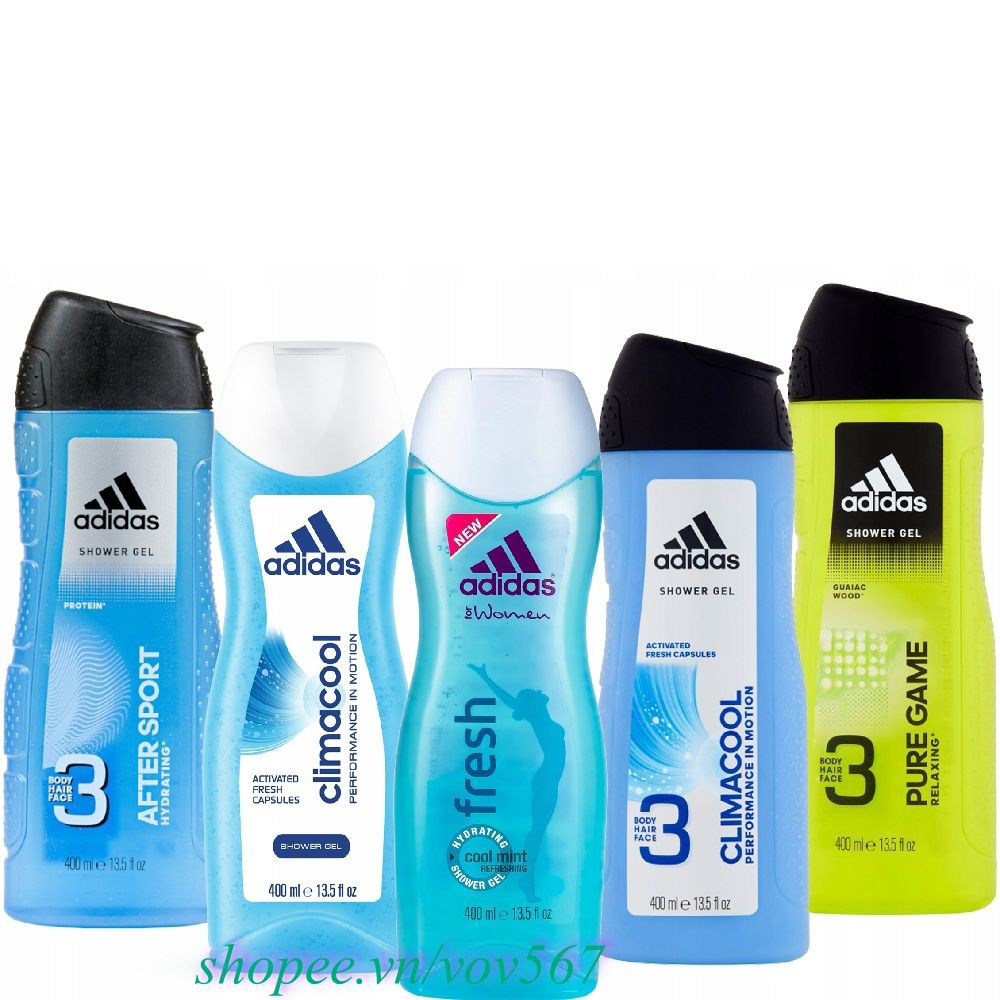 Gel Tắm Nữ 400Ml Adidas Fresh 3 Trong 1 Gội Đầu, Sữa Tắm, Sữa Rửa Mặt chính hãng