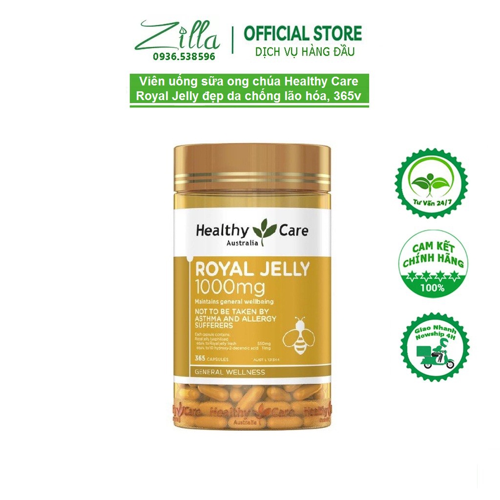 Sữa Ong Chúa Healthy Care Royal Jelly 1000 Của Úc, 365 Viên