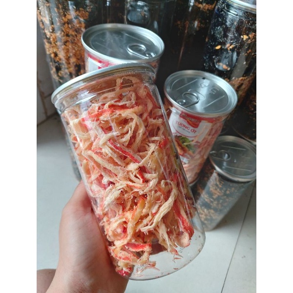 🐙 200GR MỰC XÉ SỢI HẤP NƯỚC DỪA LON PET 🐙