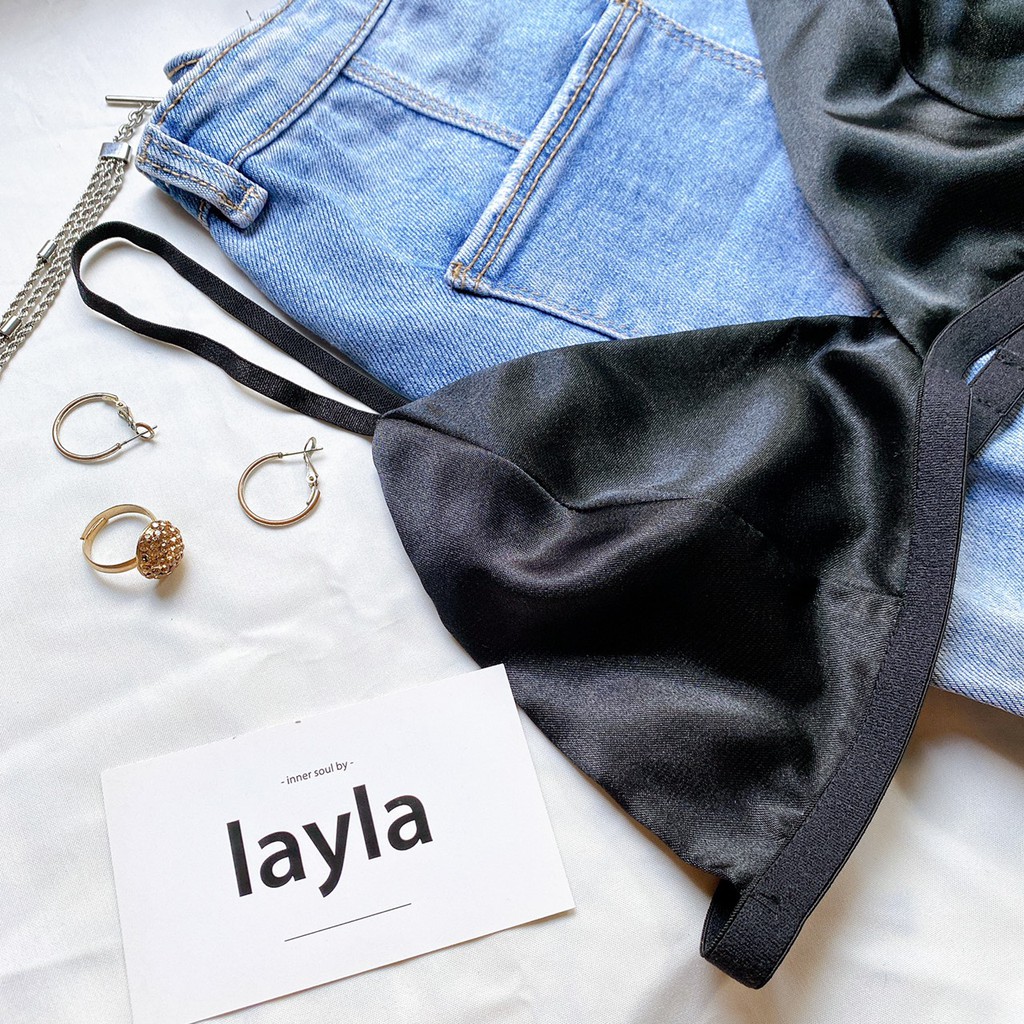 Áo ngực bralette satin đen