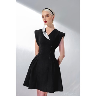 LAVIEM - Đầm đen nhún eo Lani