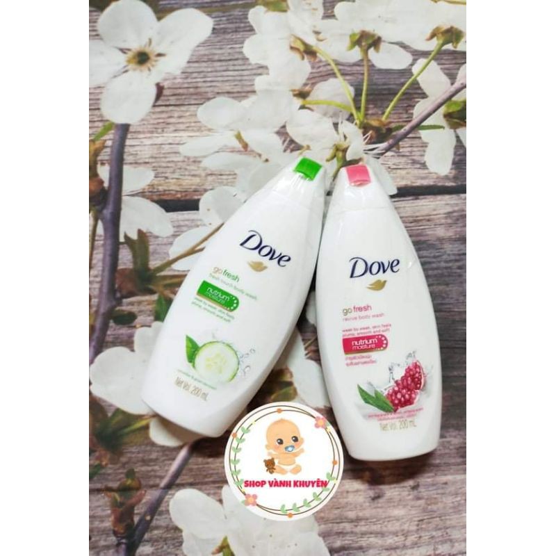 Sữa tắm dưỡng ẩm Dove Hương Dưa Leo và Trà Xanh -Hương Lựu Đỏ và Chanh 200ml