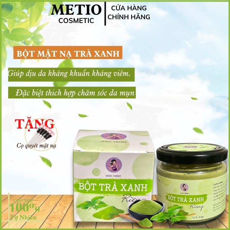 Bột Trà Xanh Đắp Mặt [𝑭𝒓𝒆𝒆𝒔𝒉𝒊𝒑] Metino Mộc Nhan Sản Phẩm 100% Từ Thiên Nhiên-Trắng Da Hết Mụn