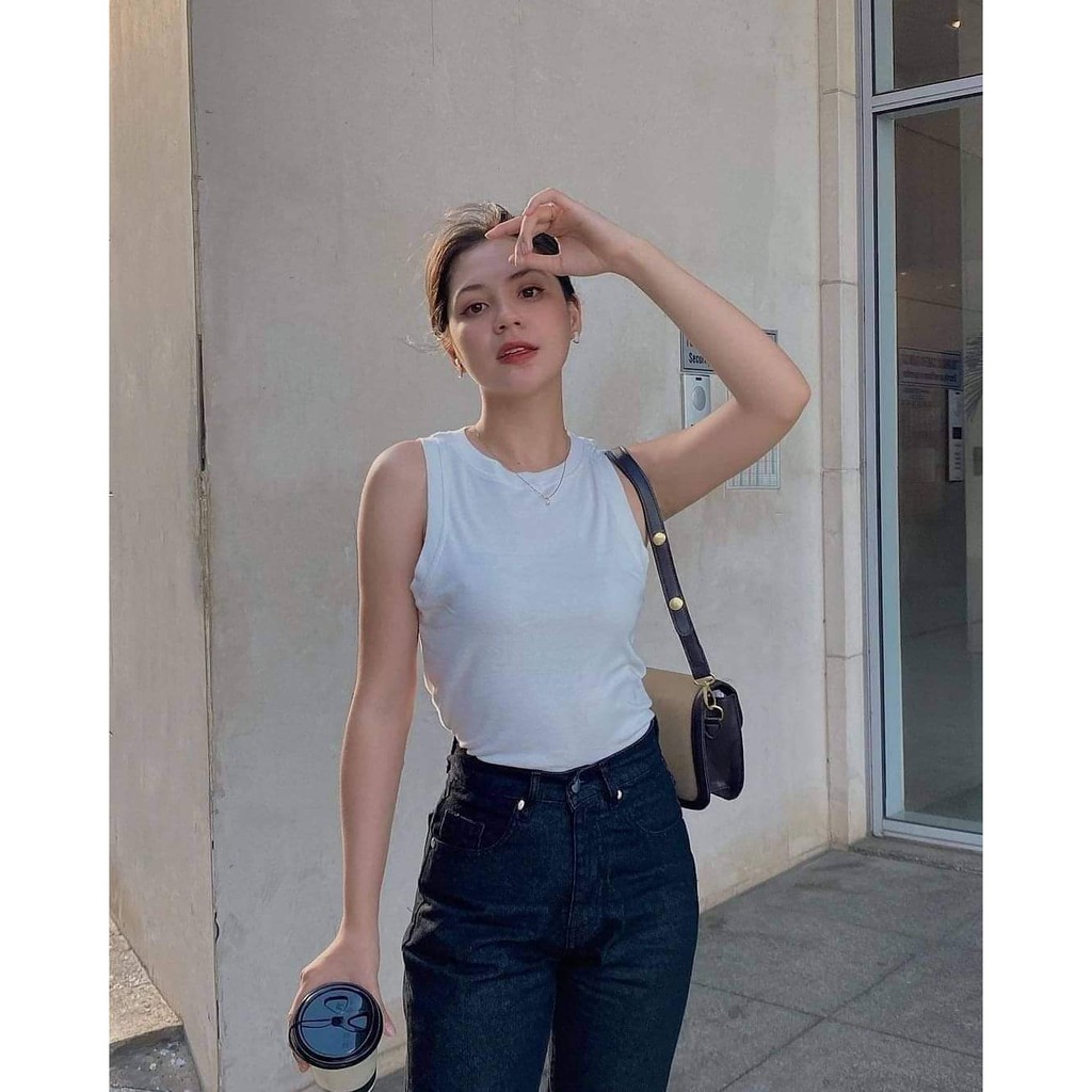Áo Ba Lỗ Nữ Màu Trắng, Đen - BHNTT - Hashtagem ( Freesize dưới 55kg )