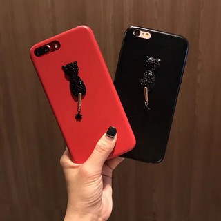 Ốp lưng dẻo mèo mặt lưng giả da - Iphone 6, 6plus, 7, 7plus, 8, 8plus, X