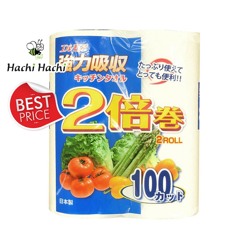 BEST PRICE - KHĂN GIẤY BẾP ĐA NĂNG ELLEMOI 2 LỚP (2 CUỘN X 100 TỜ) - Hachi Hachi Japan Shop