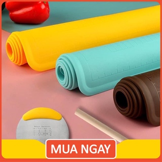 Tấm lót nhồi bột silicon tặng kèm cắt bột+ cây cán gỗ kích thước 55x65cm