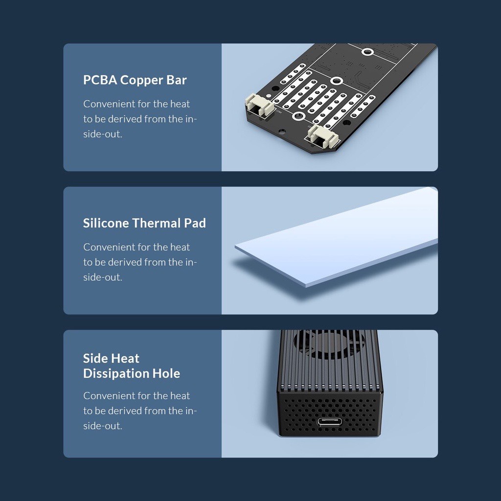 Hộp Đựng Ổ Cứng Di Động ORICO M2PVC3-G20 SSD Tốc Độ 20Gbps M.2 NVME - Có quạt tản nhiệt