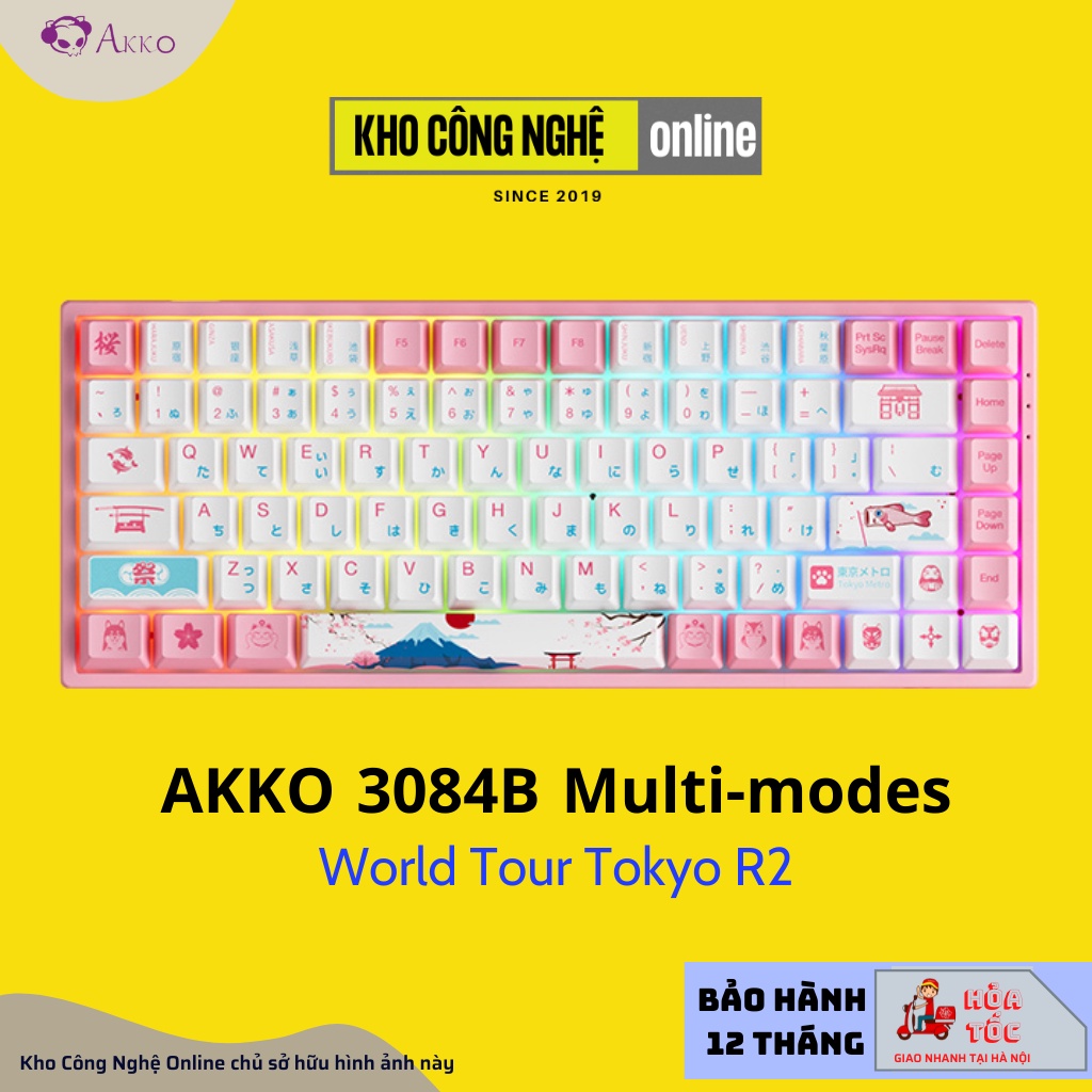Bàn phím cơ AKKO 3084B Plus Silent (Bluetooth 5.0 / Wireless 2.4Ghz / Hotswap / Foam tiêu âm / AKKO CS Jelly sw)