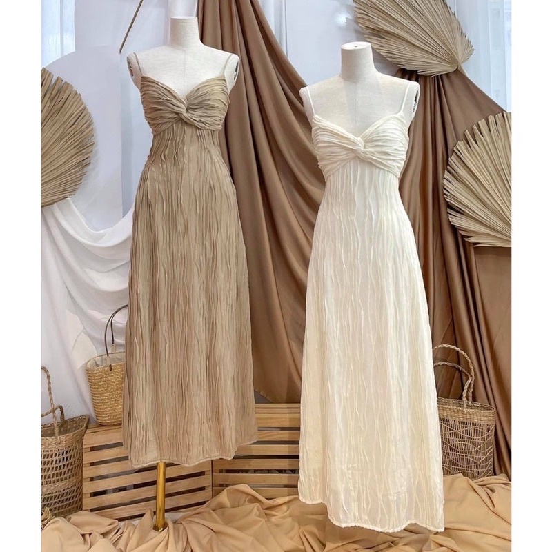 ĐẦM HAI DÂY XOẮN NGỰC THUN GỢN SÓNG DÀY DẶN