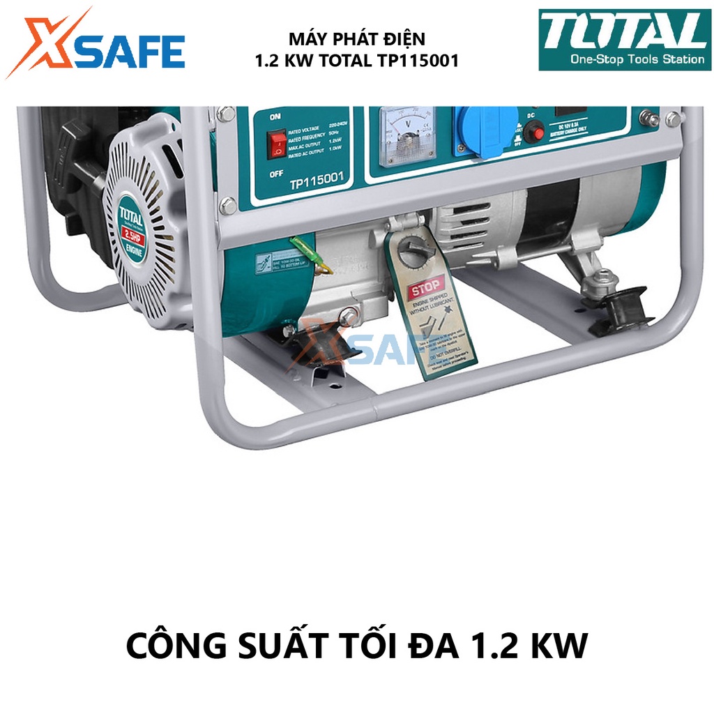 Máy phát điện chạy xăng TOTAL TP115001 động cơ phát điện dùng xăng 220-240V/50hz , Công suất tối đa 1.2 KW