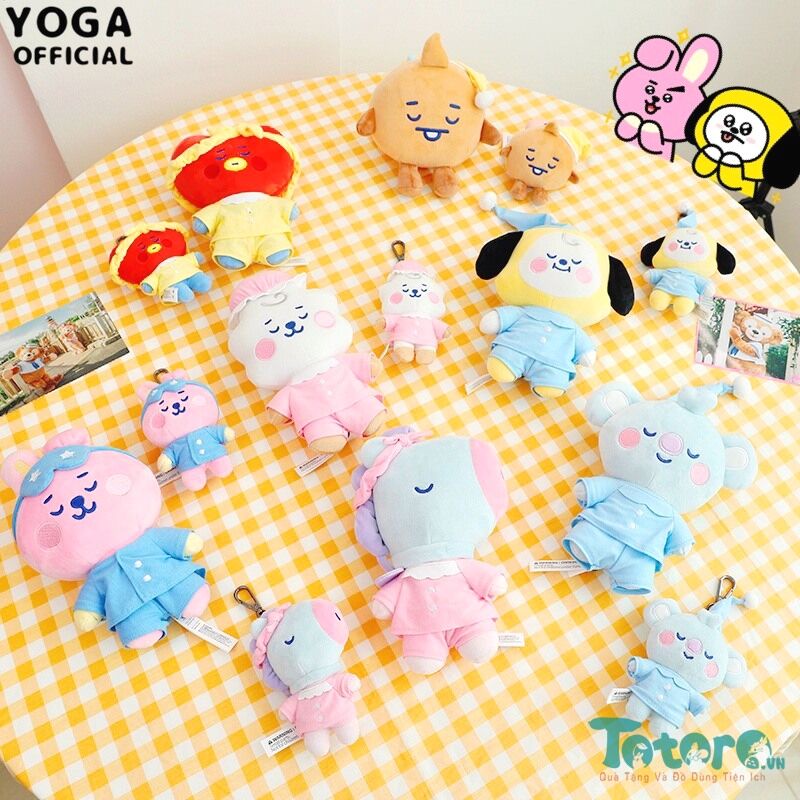 Thú Bông và móc khóa bông BT21 mặc đồ ngủ