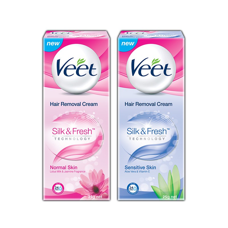 Kem Tẩy Lông Veet Dành Cho Da Nhạy Cảm & Da Thường Veet Silk & Fresh ( 25g & 50g)