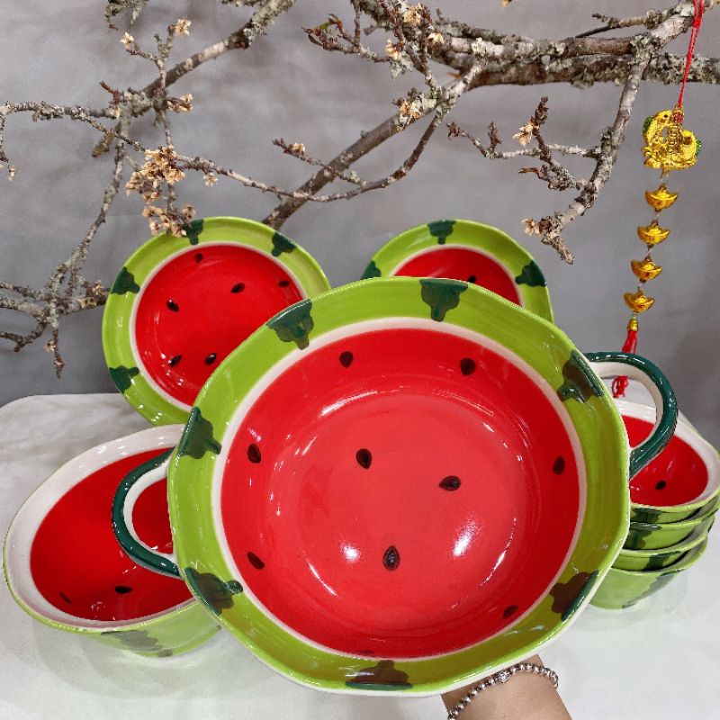 🍉Set bát đĩa dưa hấu kute tách lẻ🍉