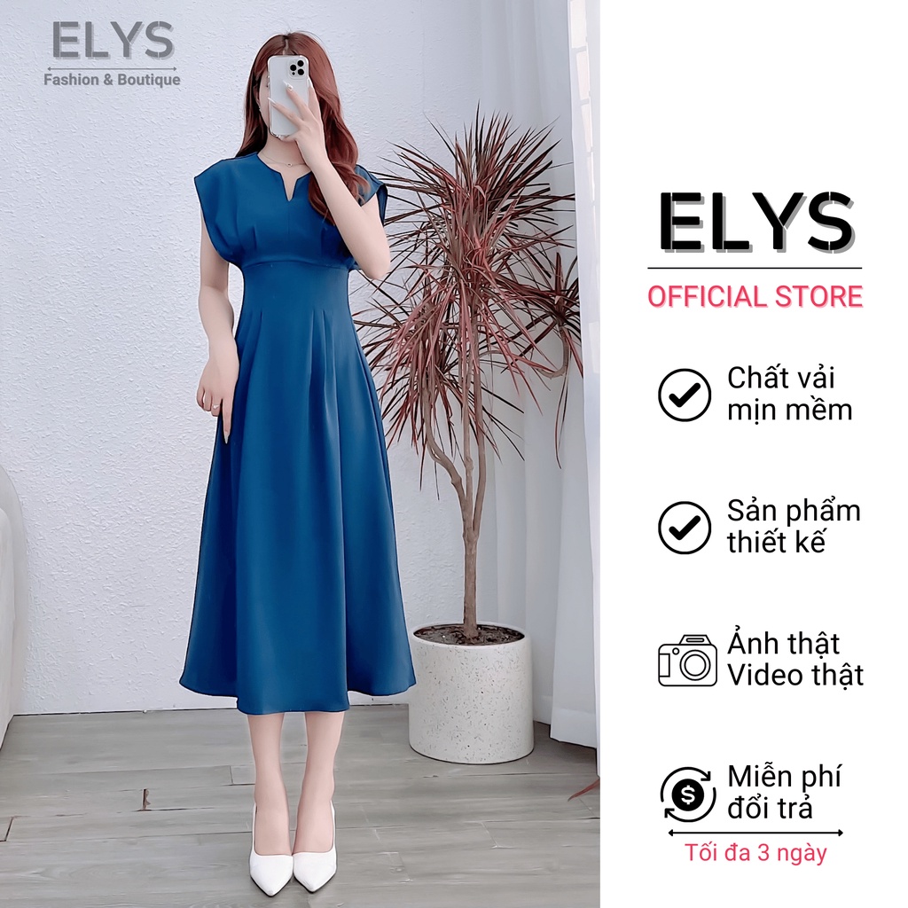 Váy Đầm Tiểu Thư Tay Hến ELYS Chất Trượt Hàn Châu Cao Cấp Thiết Kế Xếp Ly Eo Dáng Dài Xòe Nhẹ LY017