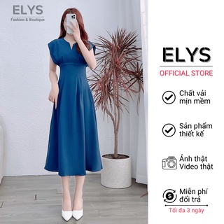 Váy Đầm Tiểu Thư Tay Hến ELYS Chất Trượt Hàn Châu Cao Cấp Thiết Kế Xếp Ly Eo Dáng Dài Xòe Nhẹ LY017