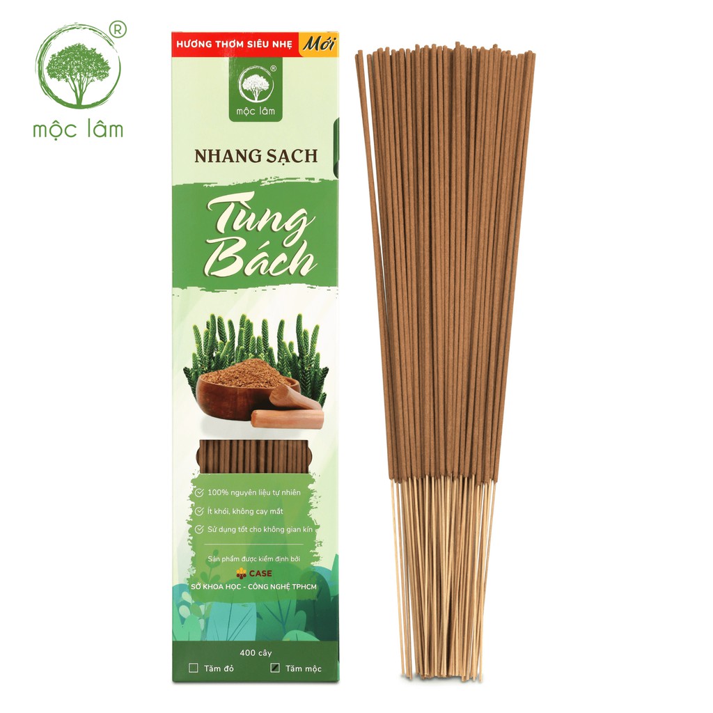 [MỚI] Nhang Sạch Tùng Bách MỘC LÂM 400cây 38cm - Ít Khói - Hương thơm SIÊU NHẸ - Nhang Tự Nhiên